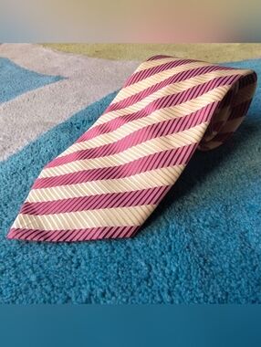 Kai Long 100% Silk Necktie Red Yellow Gold Jacquard Striped Luxury Men's Tie